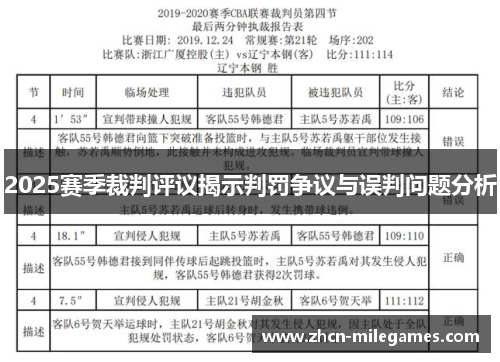 2025赛季裁判评议揭示判罚争议与误判问题分析